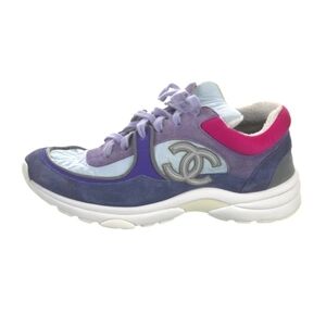 Chanel Authentic Interlocking CC Logo Suede Sneakers Women's Size: 7.5 | IT 37.5